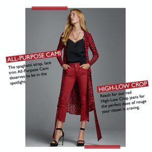 NWT CAbi red high low crop jeans #5692